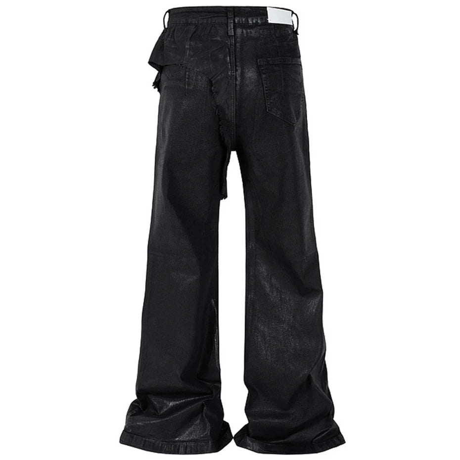 hi street flared jeans men broken patchwork denim pants streetwear harajuku luxury designer black jeans trousers male unique jeans style 465