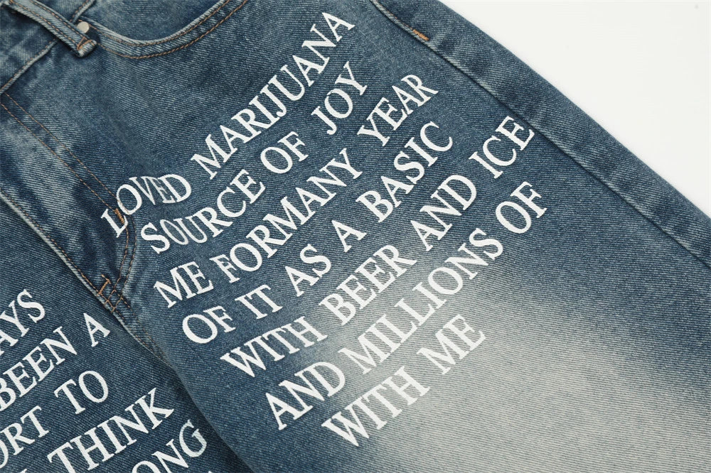 blue baggy jeans men letter printed straight denim pants fashion jeans male streetwear hip hop y2k loose trousers unique jeans style 4092