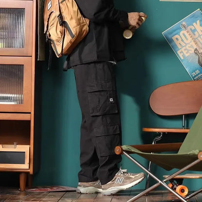 american vintage baggy cargo pants men outdoor sport military tactical sweatpants y2k straight multi pocket overalls trousers casual joggers