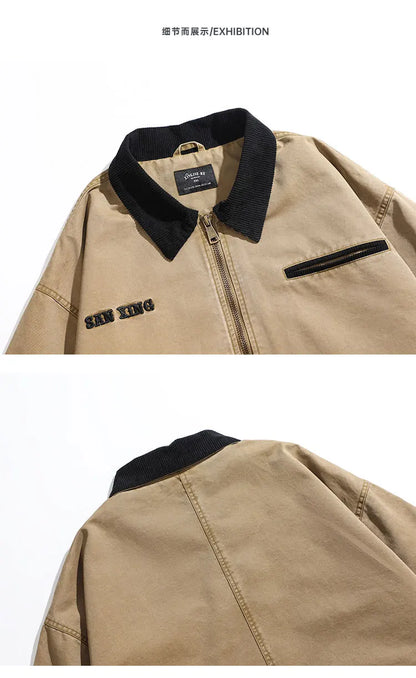 american vintage washed mountain outdoor high street detroit jacket men japan korea fashion loose casual cargo jacket coat unique cargo style 872