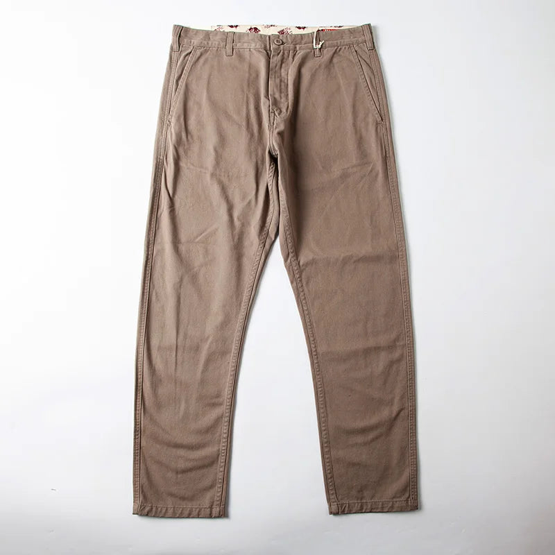 autumn winter heavyweight pure cotton thick american retro workwear khaki pants business casual mens basic solid color pants unique default style 1069