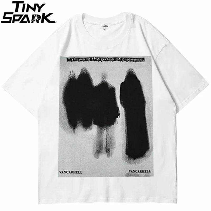 Men Hip Hop T Shirt Streetwear Dark Style Shadow Printed T-Shirt 2023 Summer Short Sleeve Tshirt Harajuku Cotton Tops Tees Black Street King Limited