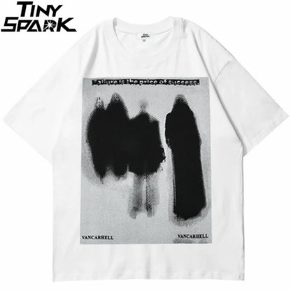 Men Hip Hop T Shirt Streetwear Dark Style Shadow Printed T-Shirt 2023 Summer Short Sleeve Tshirt Harajuku Cotton Tops Tees Black Street King Limited
