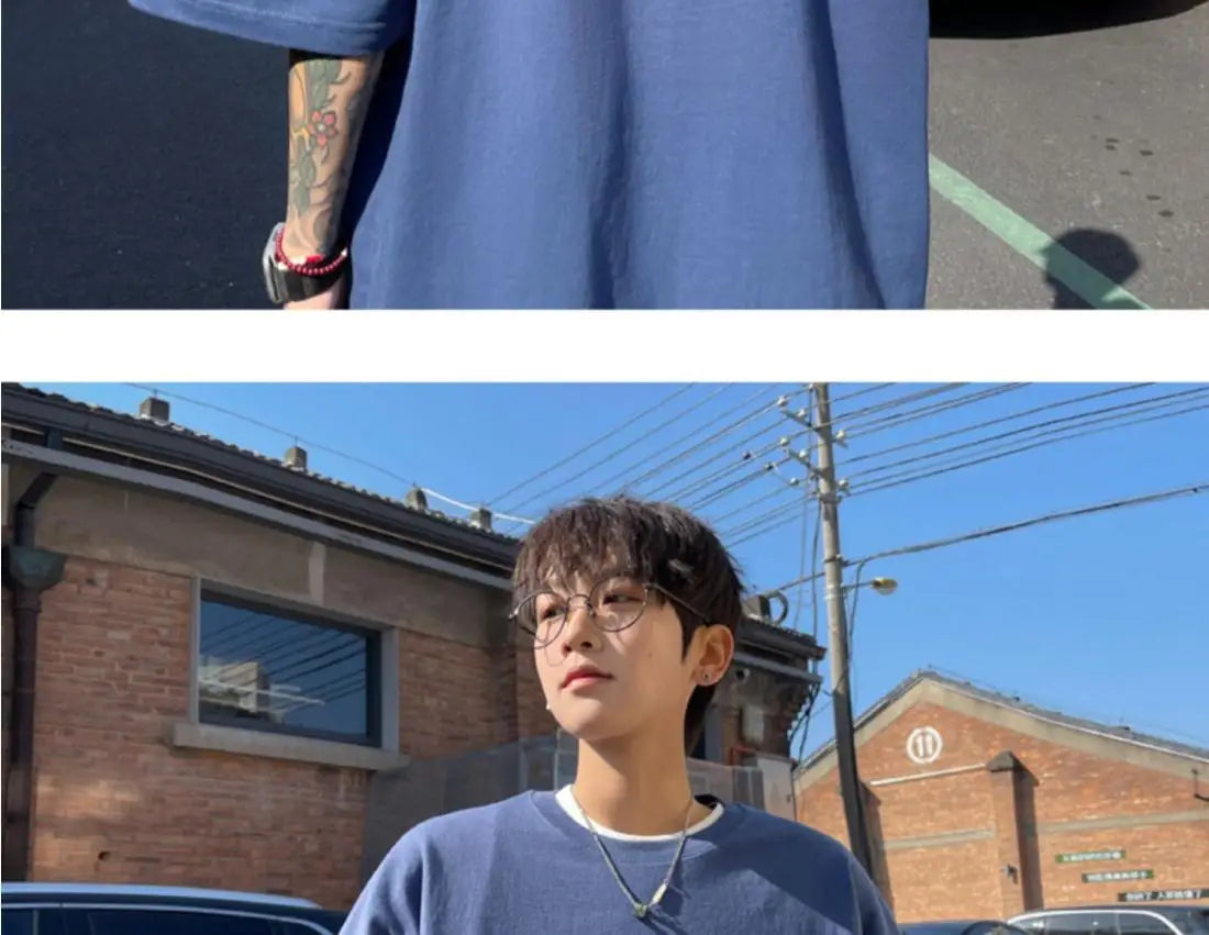 Loose American retro dark green t-shirt men's trendy summer short-sleeved European and American high street half-sleeved tops Street King Limited