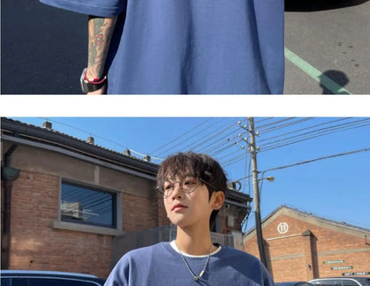 Loose American retro dark green t-shirt men's trendy summer short-sleeved European and American high street half-sleeved tops Street King Limited