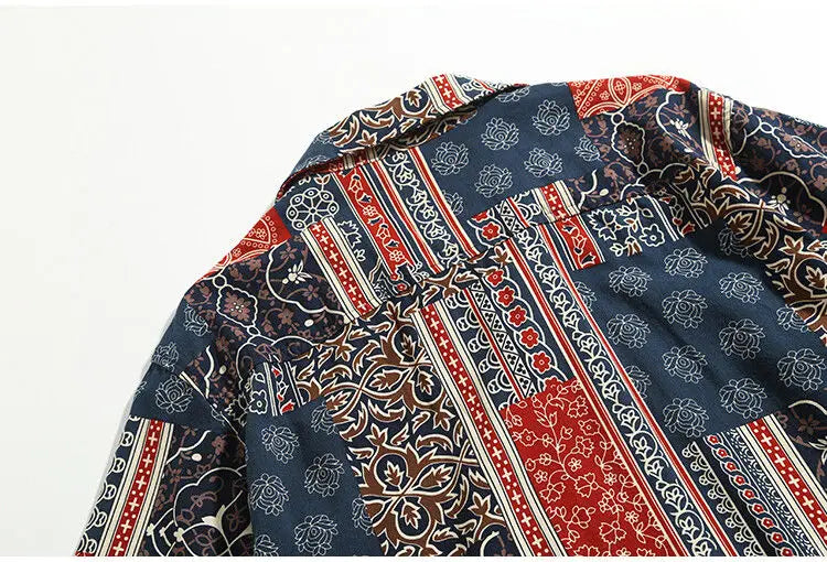 Korean Hawaiian Cuban collar retro printed shirt men American handsome simple casual versatile loose beach short-sleeved shirt Street King Limited