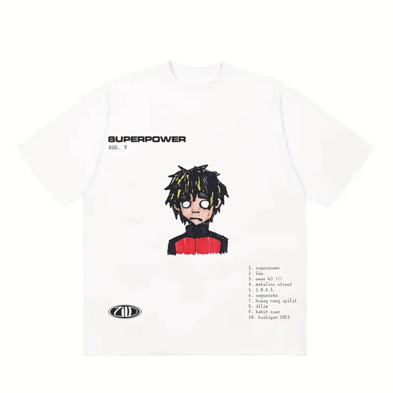 2000s Y2K T-shirt Hiphop Harajuku cartoon pattern Letter Print Retro Top Grunge Goth Streetwear Punk Oversized Short Sleeve tees Street King Limited