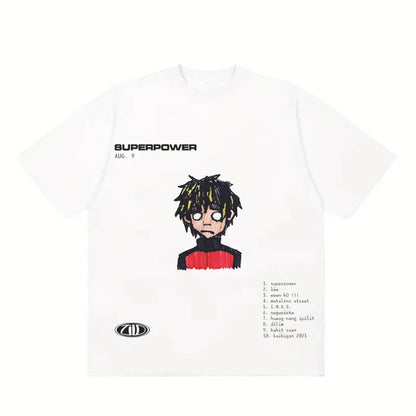 2000s Y2K T-shirt Hiphop Harajuku cartoon pattern Letter Print Retro Top Grunge Goth Streetwear Punk Oversized Short Sleeve tees Street King Limited