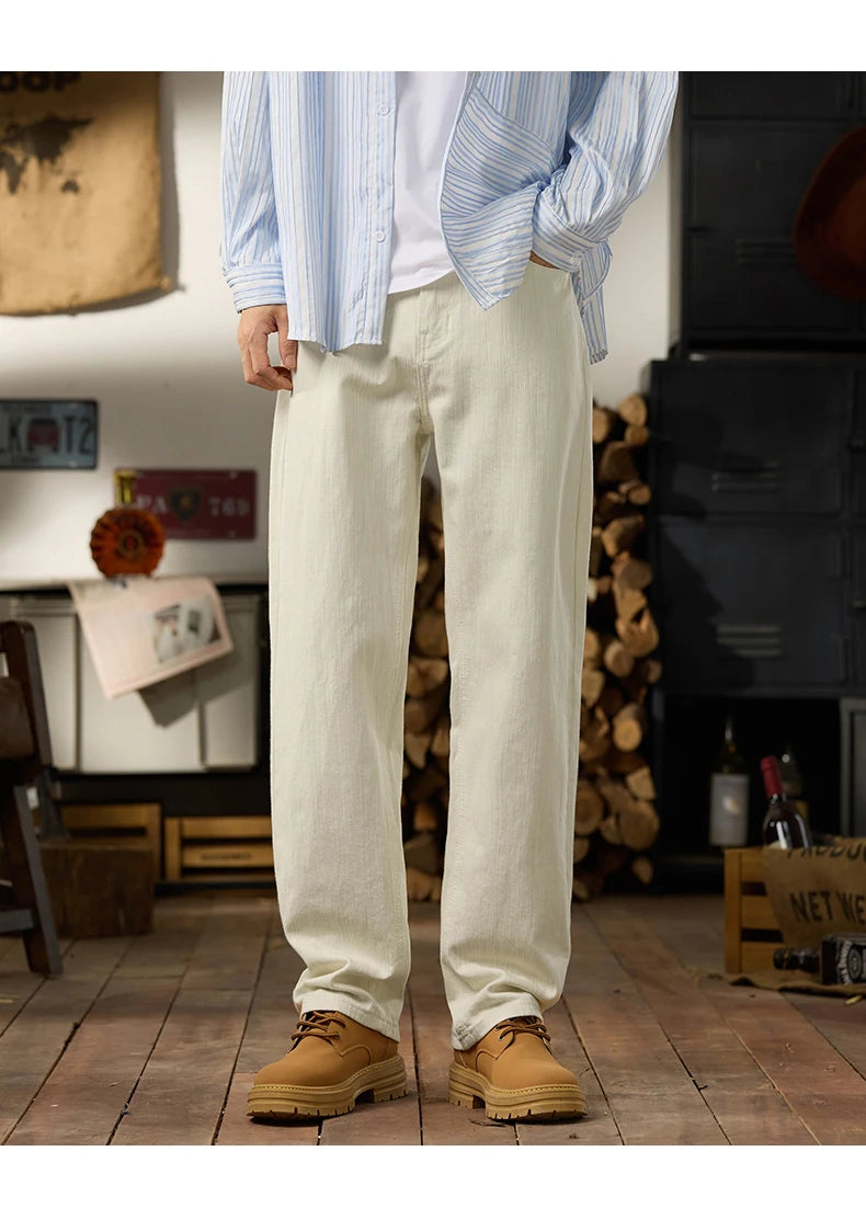 men classic fashion vintage casual loose plus size 28 42 straight white soft denim jeans pant cityboy jeans long trousers man unique jeans style 2005