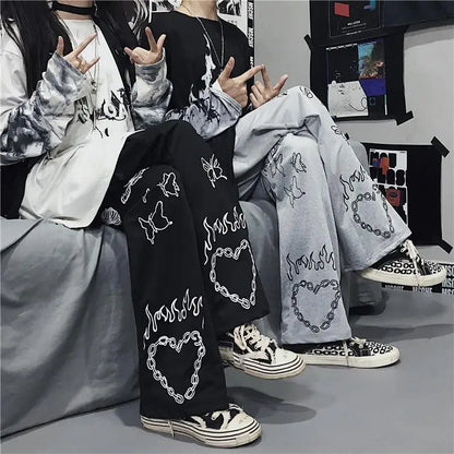 Wide Leg Summer Pants Clothes For Woman Korean Fashion Butterfly Print Harajuku Streetwear Y2k Clothes Pants Trousers Woman Street King Limited