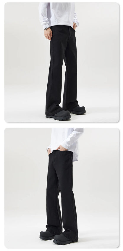 men black elastic denim micro flared jeans pants streetwear fashion cleanfit hip hop punk slim fit jeans y2k pants trouser unique jeans style 1698