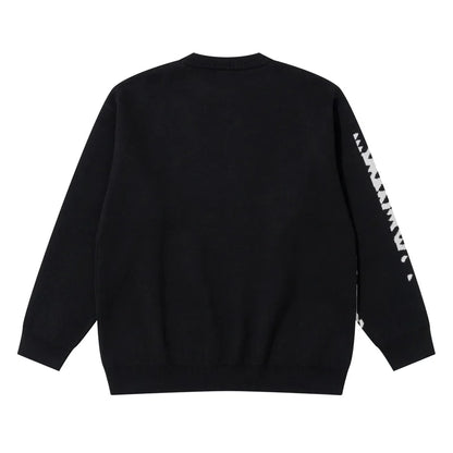 Mens Knitted Sweater Fashion Pixel Abstraction Human Face Pullovers Casual O-neck Unisex Harajuku Streetwear Loose Knit Jumpers Street King Limited
