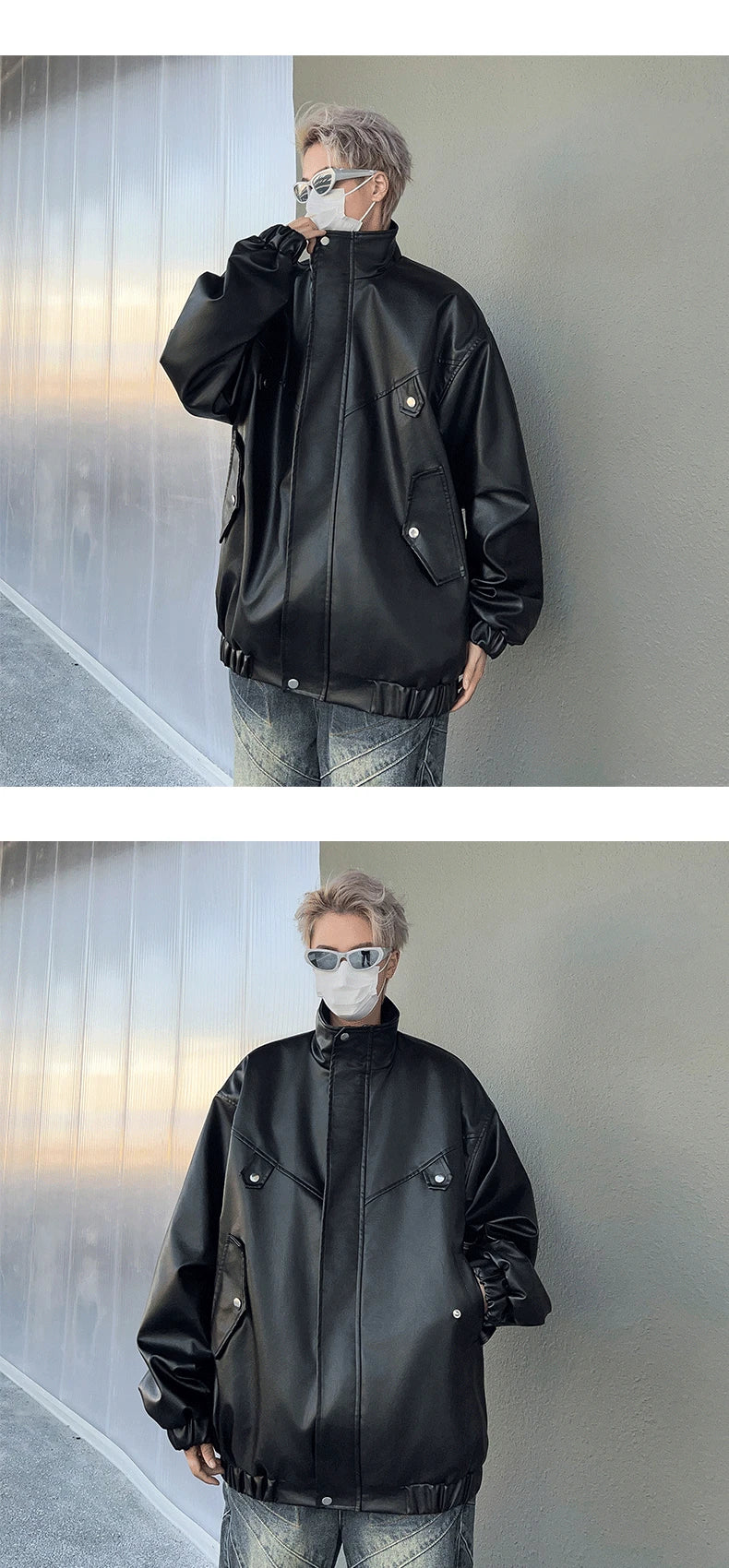spring autumn vintage cool soft pu leather moto jacket men luxury designer clothes motorcycle trendy jacket with pockets unique default style 5957
