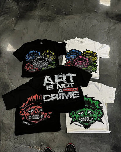 American Gothic trendy cartoon pattern oversized short-sleeved T-shirt men's Y2K streetwear Harajuku casual loose couple tops Street King Limited