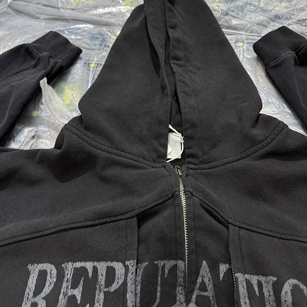 Double zipper hooded cardigan jacket Street King Limited