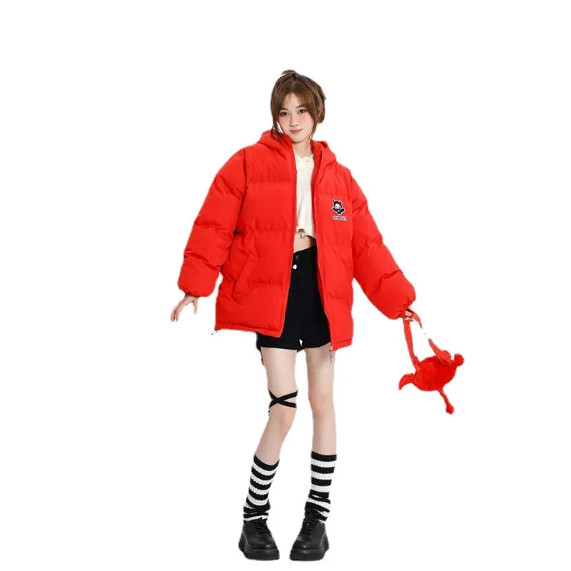 Winter loose devil thick cotton coat trend high street flight suit Japanese college style cotton jacket men or women winter tops Street King Limited