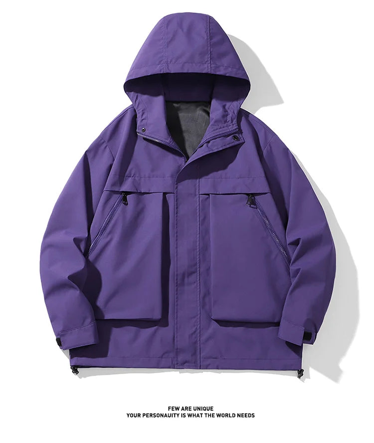 japanese outdoor jackets classic men solid color jacket spring autumn hooded coat basic zipper up windbreaker unisex outerwear unique default style 5331
