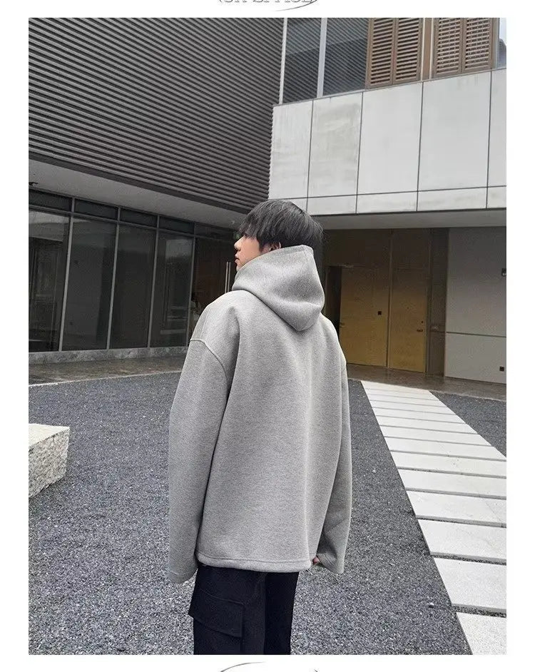 Solid Color Hoodies Men Women Japanese Loose Pullovers Sweatshirt Harajuku Detachable Neck Hoodie Autumn Spring Casual Overcoats Street King Limited
