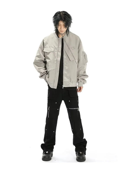 american street pilot jacket mens spring irregular trend loose tooling male coats zipper multiple pockets couple baseball jersey unique default style 3301