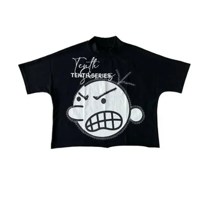 Y2k Streetwear Gothic Anime Graphic Print Oversized T-Shirt Men's Fashion Harajuku Rock Loose Round Neck Casual Short Sleeve Top Street King Limited