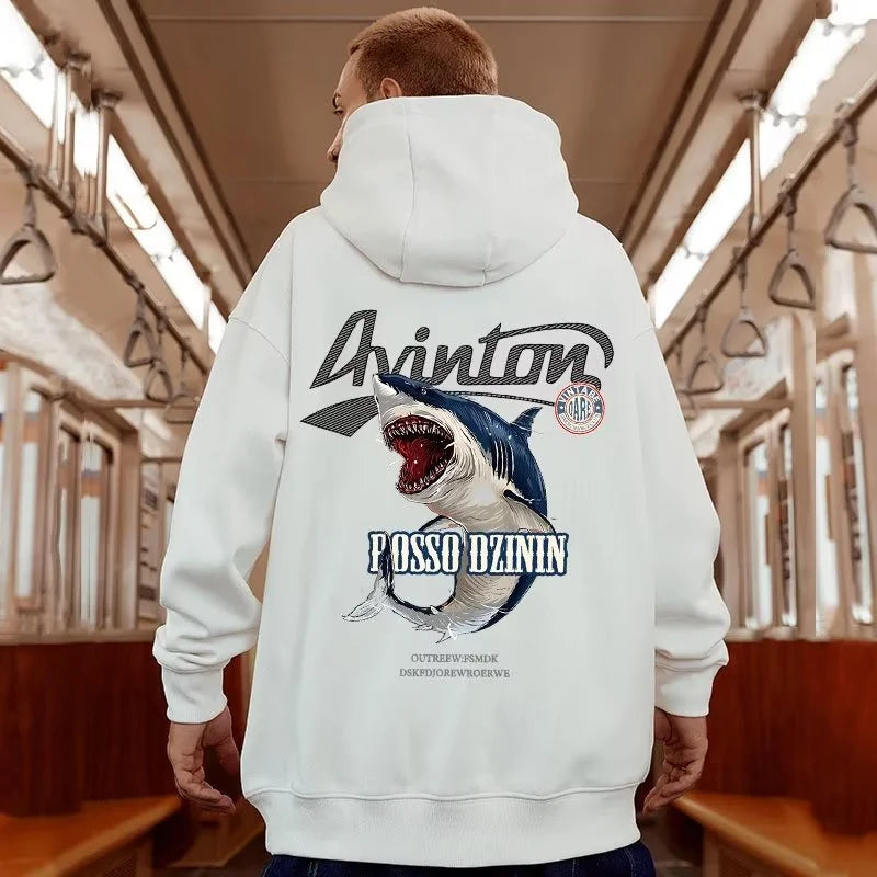 Y2k Streetwear Anime Shark Printed Hoodies For Men Autumn Oversized Baggy Pullovers Sweatshirts Hip Hop Fashion Fleece Hoodie Street King Limited