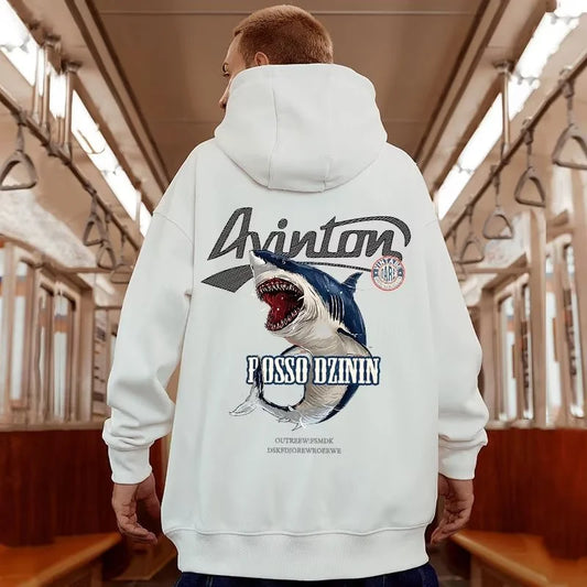 Y2k Streetwear Anime Shark Printed Hoodies For Men Autumn Oversized Baggy Pullovers Sweatshirts Hip Hop Fashion Fleece Hoodie Street King Limited