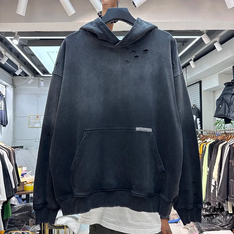 Gradient washing destroys vintage hoodies Street King Limited