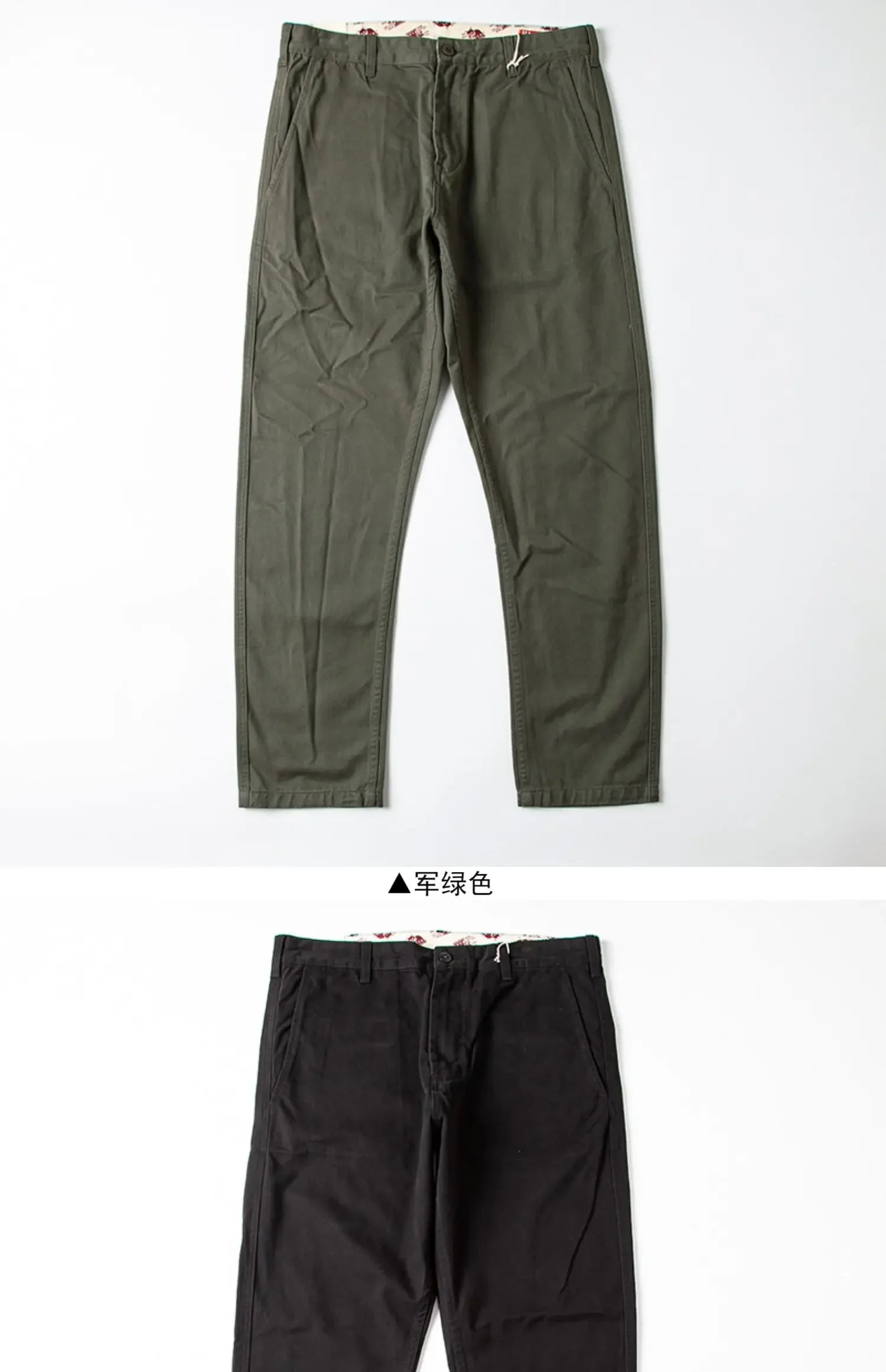 autumn winter heavyweight pure cotton thick american retro workwear khaki pants business casual mens basic solid color pants unique default style 1046