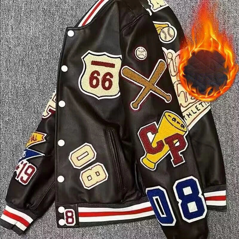 Leather Jacket Men Motorcycle Luxury Designer Embroidery Short Biker Baseball Jackets Y2k Streetwear Winter Bomber Coat White Street King Limited