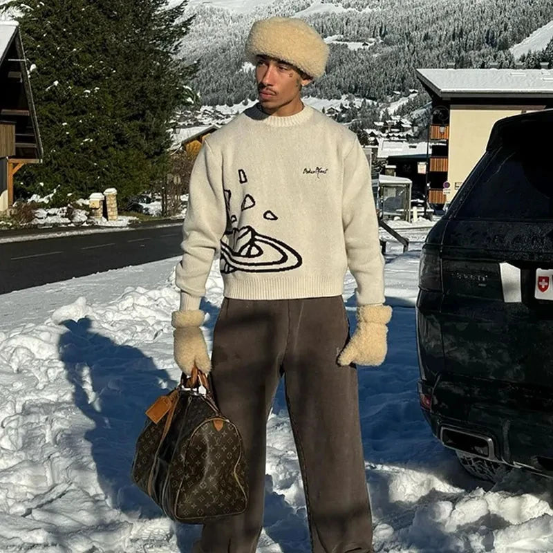 Traf-2024 Women's Sweater zssiibo Official Website Autumn and Winter New Y2K Printed Pattern Couple's Hoodie Women's Wear Street King Limited