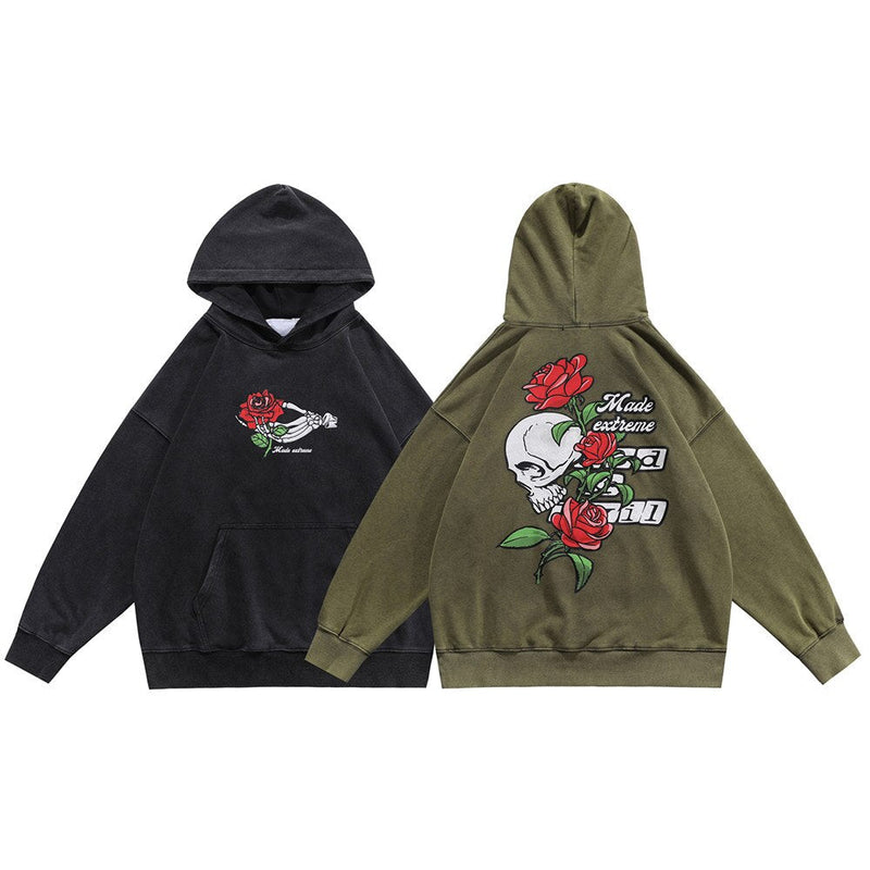 "One Rose" Unisex Men Women Streetwear Graphic Hoodie Daulet Apparel