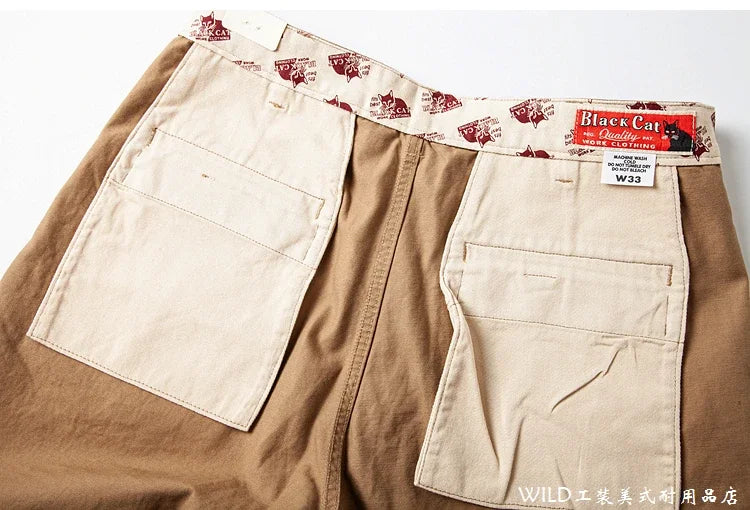autumn winter heavyweight pure cotton thick american retro workwear khaki pants business casual mens basic solid color pants unique default style 1063