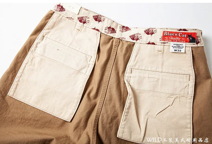 autumn winter heavyweight pure cotton thick american retro workwear khaki pants business casual mens basic solid color pants unique default style 1063