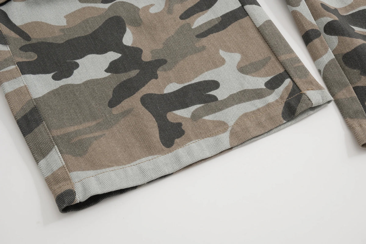 streetwear side pockets camouflage baggy cargo pants men and women straight patchwork casual jeans loose oversize denim trousers unique cargo style 2884