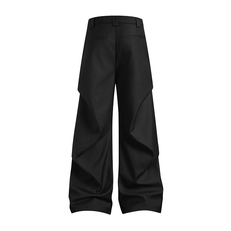 extended length edition wrinkle fashion men streetwear fashion hip hop vibe loose casual straight black suit pant trousers menswear bottoms