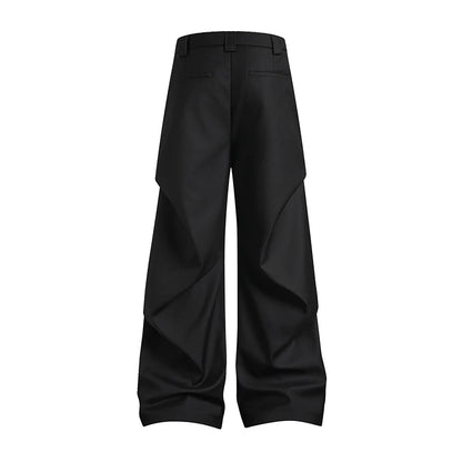 extended length edition wrinkle fashion men streetwear fashion hip hop vibe loose casual straight black suit pant trousers menswear bottoms