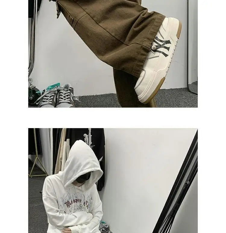 american hip hop large pocket workwear pants for men and women in autumn trend loose fitting straight leg casual wide leg pants unique default style 4765
