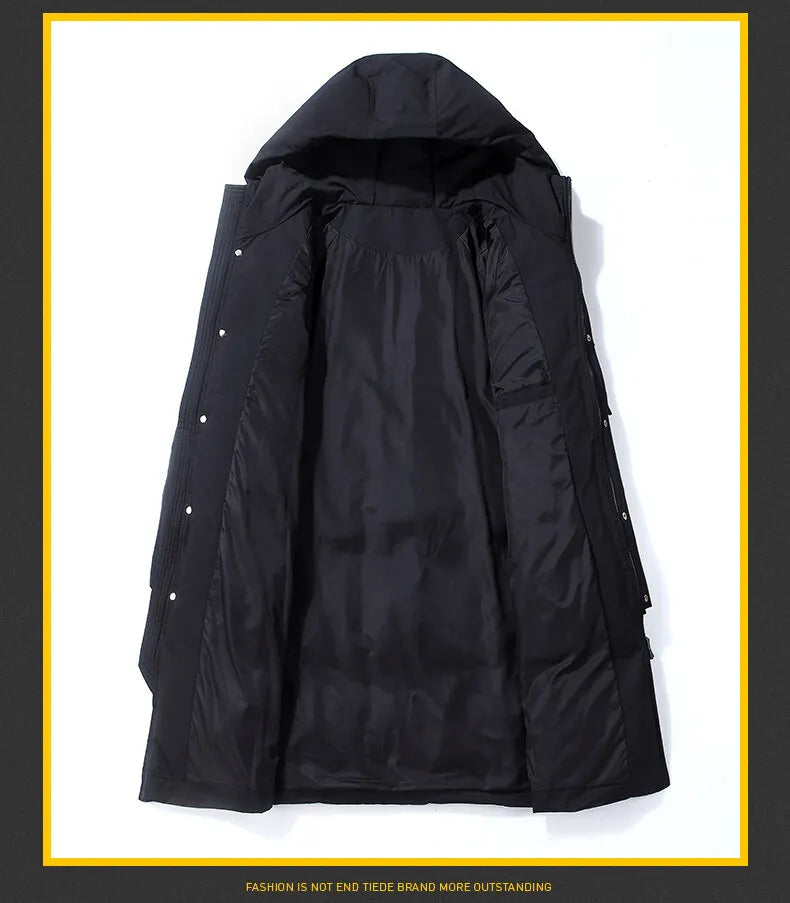2023 New Winter Men Parka Big Pockets Casual Jacket Hooded Solid Color 2 colors Thicken And Warm hooded Outwear Coat Size 3XL Street King Limited