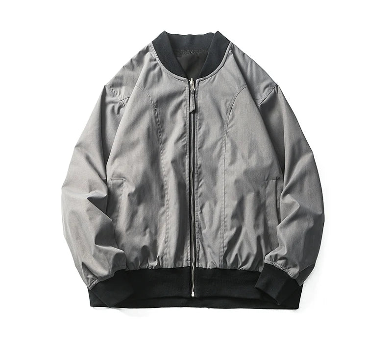 double side wearable men spring autumn streetwear fashion loose casual cargo bomber jacket boyfriend cleanfit coat outerwear unique cargo style 923