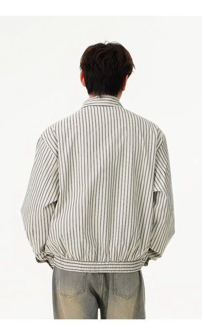 men women spring autumn streetwear fashion loose casual stripe bomber cargo jacket cityboy short coat outerwear unique cargo style 647