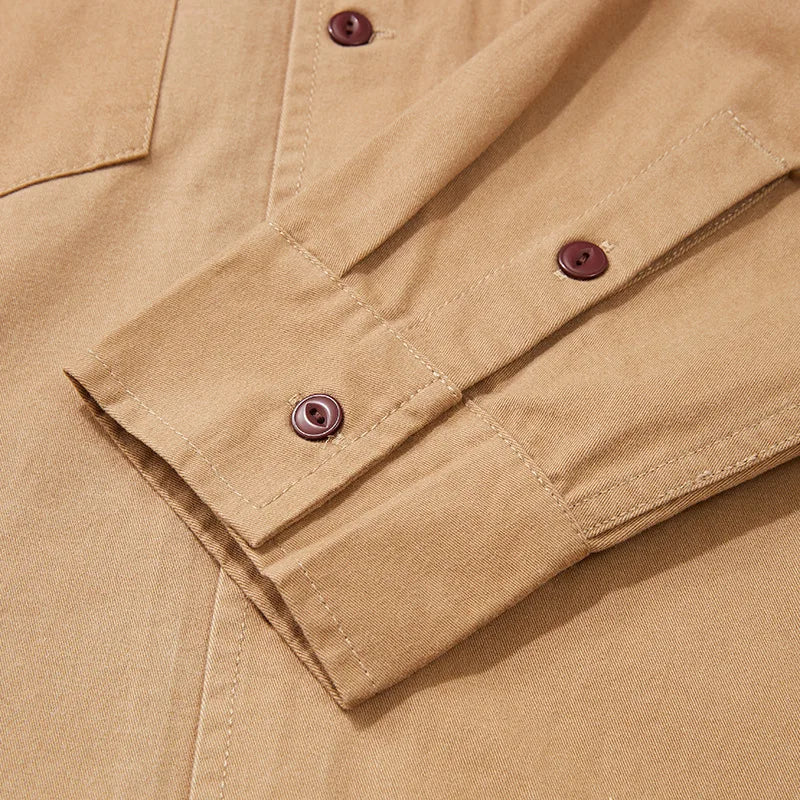 Amekaji Vintage Long Sleeve Cargo Shirt Men Kahki Lapel Multi-pocket Thick Tooling Shirt Autumn Engineer Workwear Cardigan Tops Street King Limited