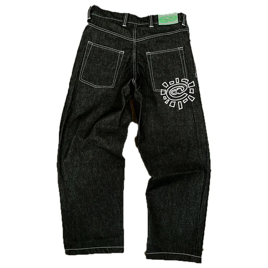 Streetwear Black Logo Print Black Baggy Jeans for Men and Women Straight Casual Loose Denim Trousers Oversized Cargo Pants Street King Limited