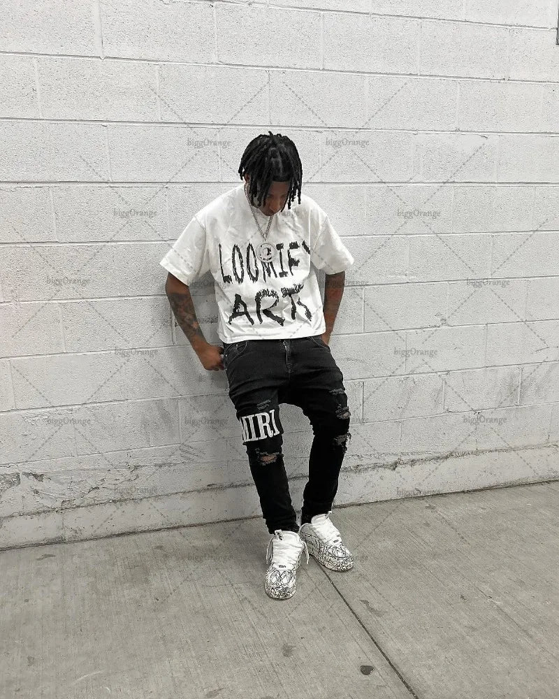 2024 Summer American Fashion Brand Street T-shirt Letter Printing Oversized Short-sleeved Men Y2K Fashion Loose Casual Clothing Street King Limited