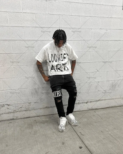 2024 Summer American Fashion Brand Street T-shirt Letter Printing Oversized Short-sleeved Men Y2K Fashion Loose Casual Clothing Street King Limited