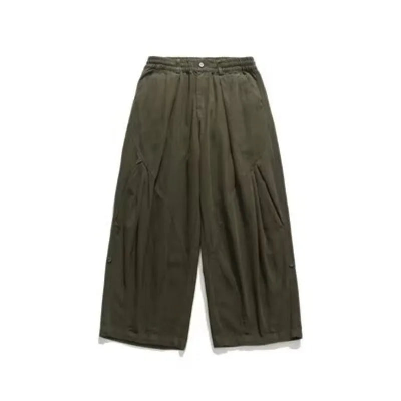 winter 2024 japanese college set mens vintage stand collar cotton jacket casual wide leg pants 2 piece suits male street 2 pcs unique default style 4188