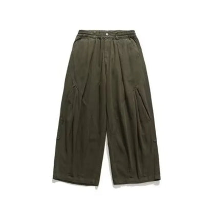 winter 2024 japanese college set mens vintage stand collar cotton jacket casual wide leg pants 2 piece suits male street 2 pcs unique default style 4188