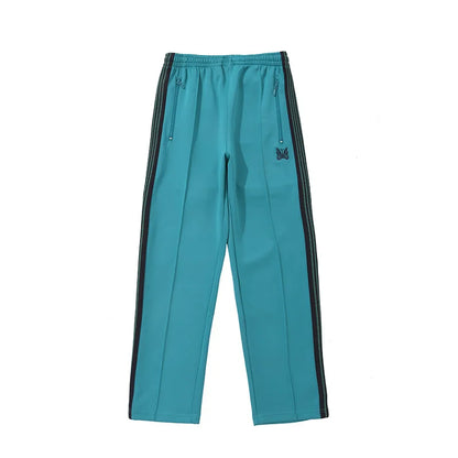 sea blue casual pants men woman loose comfortable side edge weaving stripe embroidery drawstring joggers sweatpants unique joggers style 5038