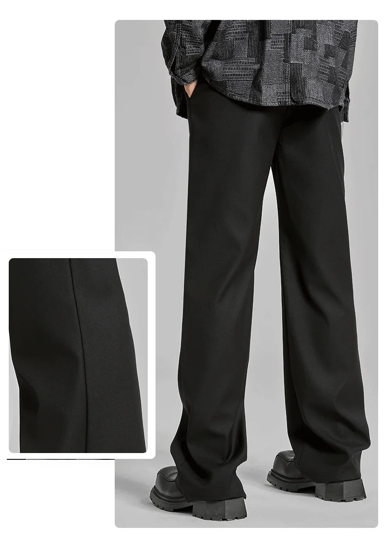 extended length edition men streetwear fashion hip hop vibe straight black pant casual business suit long pants trousers unique default style 1634