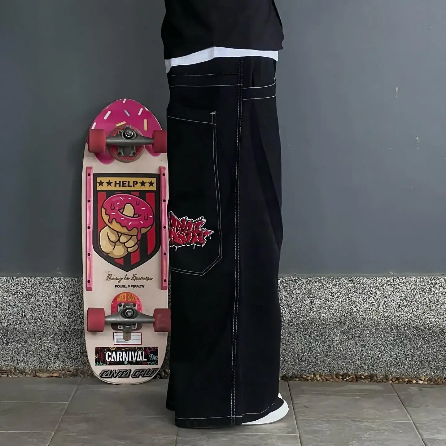 wexwear embroid baggy jeans harajuku hip hop graphic high waist wide trouser streetwear y2k jeans men women gothic black pants unique jeans style 1867