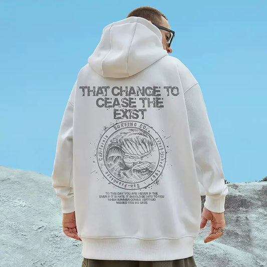 Wave Graphics Letter Print Loose Casual Fleece Hoodies For Men Autumn Retro High Street Oversized Hooded Sweatshirts Y2K Clothes Street King Limited